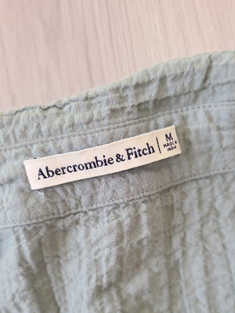 Abercrombie Textured Button-Through Shirt Dress Medium Green Gauze Cotton Summer - Picture 5 of 8